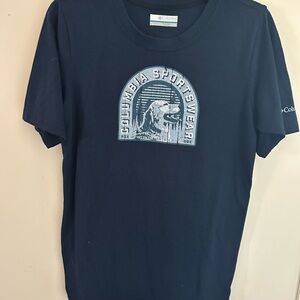Columbia Navy Boy’s Short-Sleeve Graphic Tee with Dog Emblem